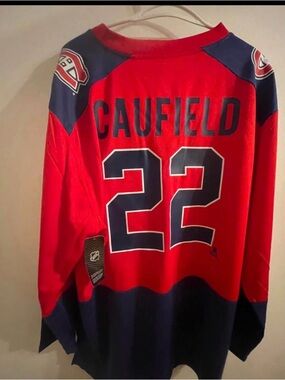 NHL Caufield #22 Red and Navy Men’s Jersey